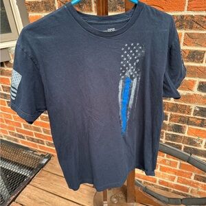 Grunt Style Thin Blue Line American flag T-Shirt Police Law Enforcement